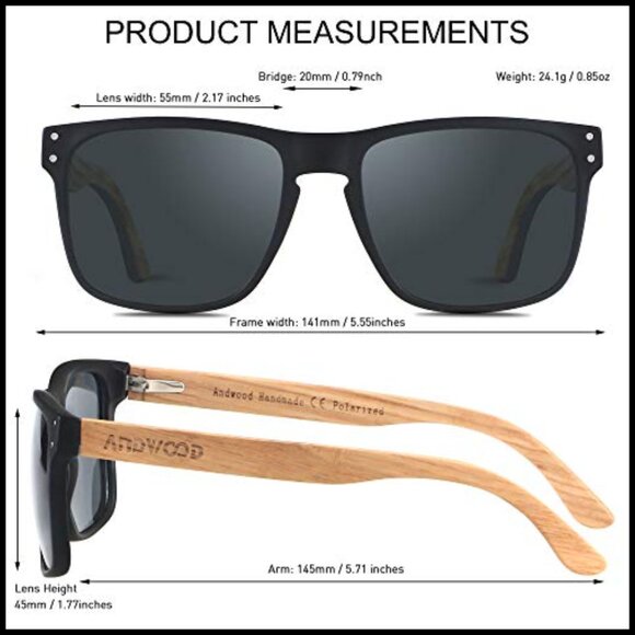 Wood Frame Polarized Sunglasses UV Protection Square Shape main image 4